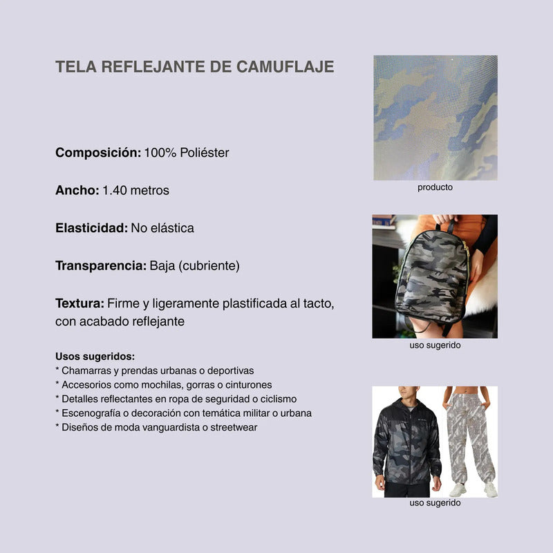 Tela Reflejante De Camuflaje (1 Metro) Gris