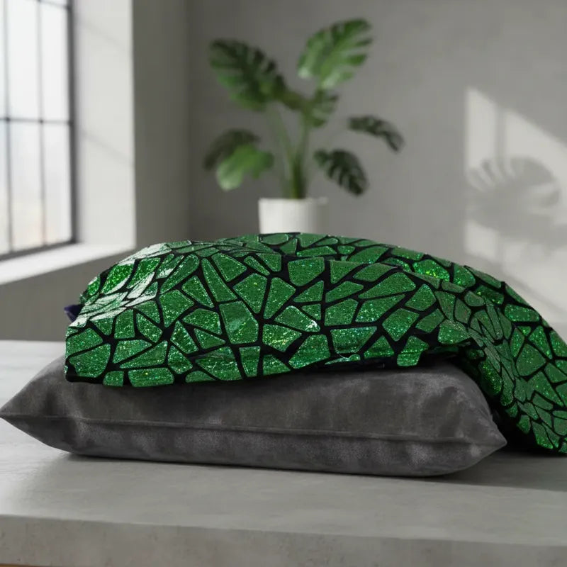 Tela Premium De Terciopelo Con Espejo Vestuario Circo (1m) Verde Holográfico