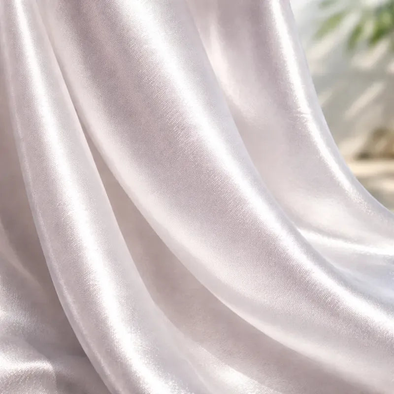 Tela Satin Back , Para Vestido Y Pijamas( 1 Metro) Blanco Liso