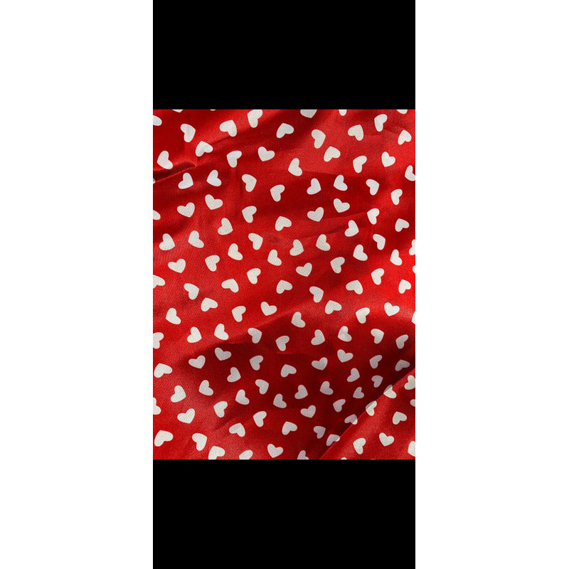 Tela Satín 14 De Febrero Corazones (1 Metro) Rojo Corazones Blancos