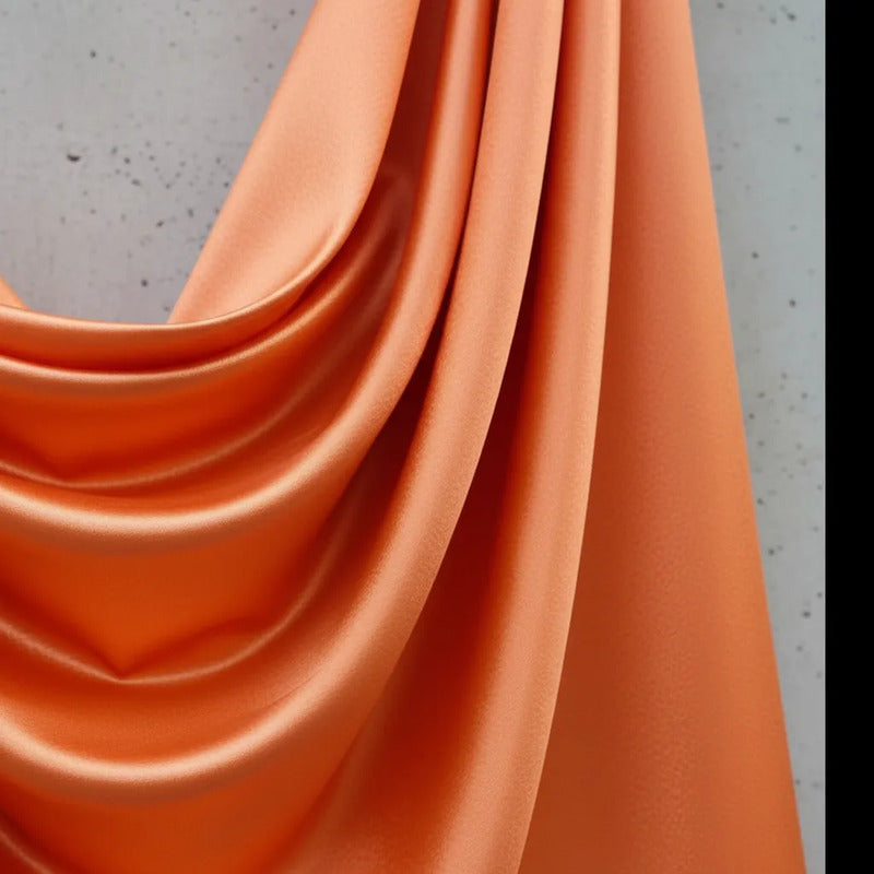 Tela Satin Back , Para Vestido Y Pijamas( 1 Metro) Naranja Liso