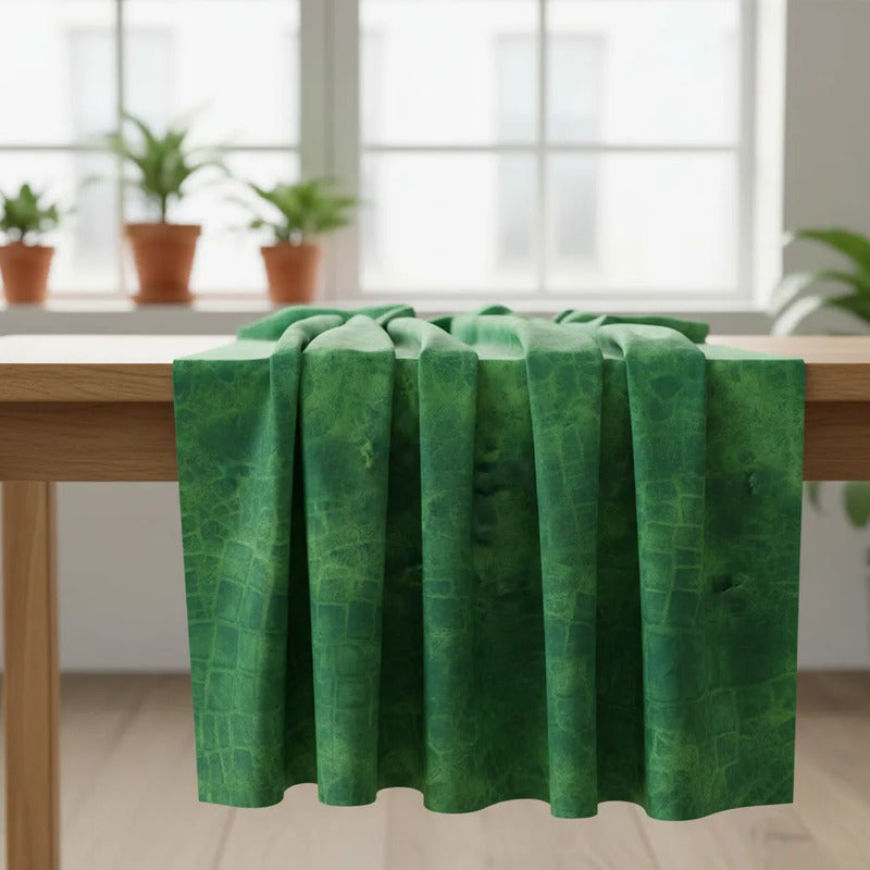 Tela Velour Verde 1m Animal Print Cocodrilo O Reptil Verde Velour