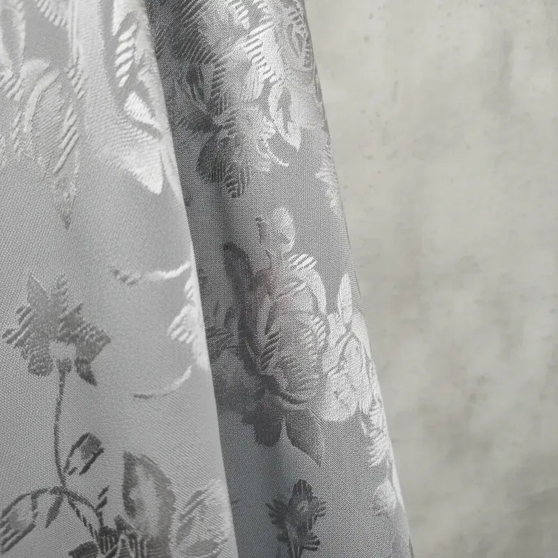 Tela Raso Jaquard, Vestidos (1metro) Gris Con Relieve