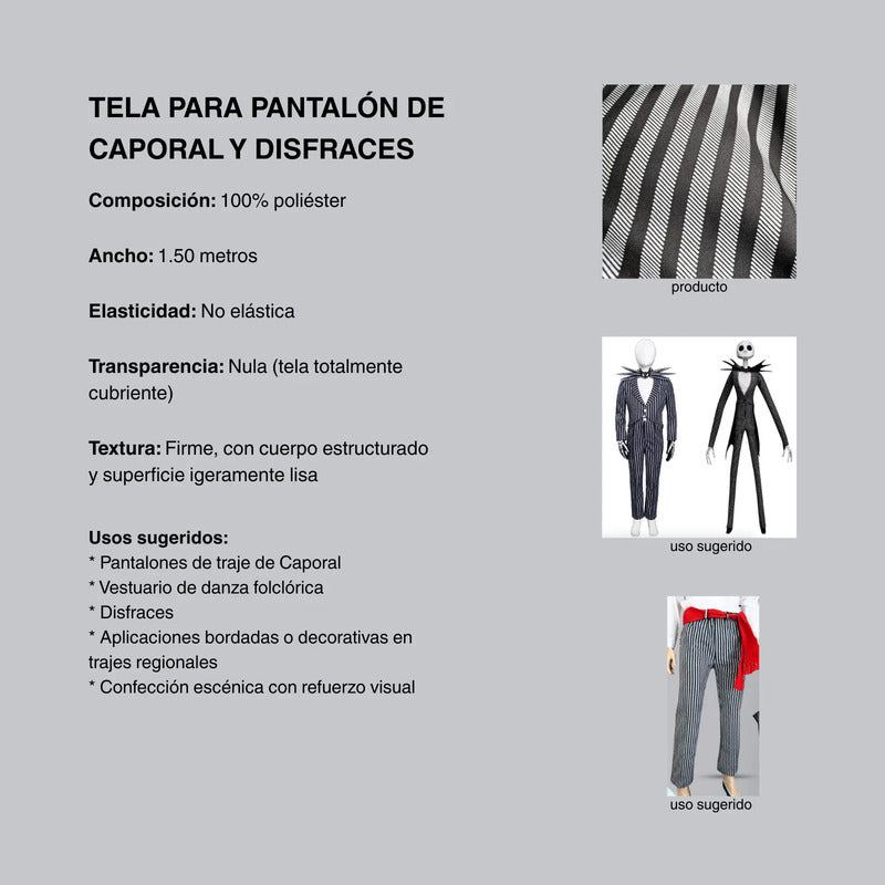 Tela Pantalón De Caporal, Charro, Disfraces Patrios (1 M) Gris Oscuro