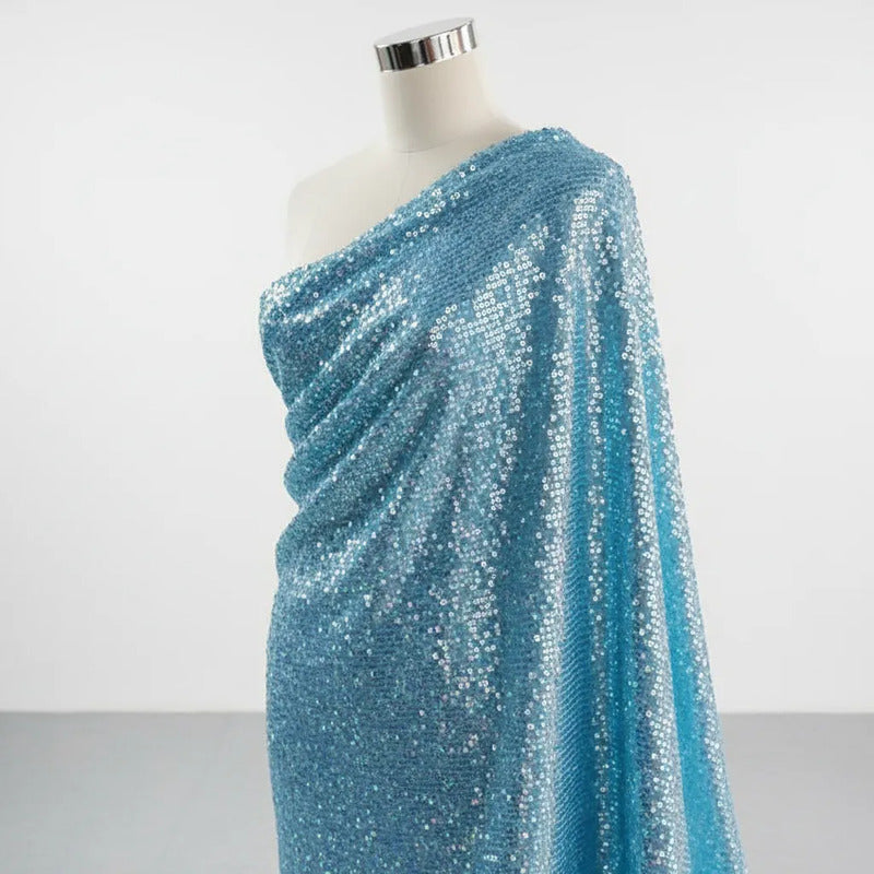Tela Con Lentejuelas Varios Colores Vestidos De Gala (1 M) Azul Claro Holográfico