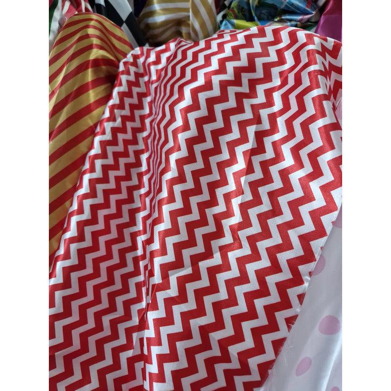 Tela Satinada De Zig Zag ( 1 Metro) Rojo Zig. Zag