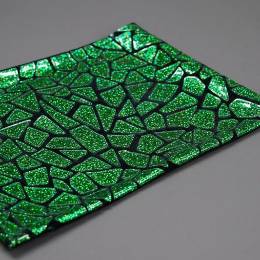 Tela Premium De Terciopelo Con Espejo Vestuario Circo (1m) Verde Holográfico