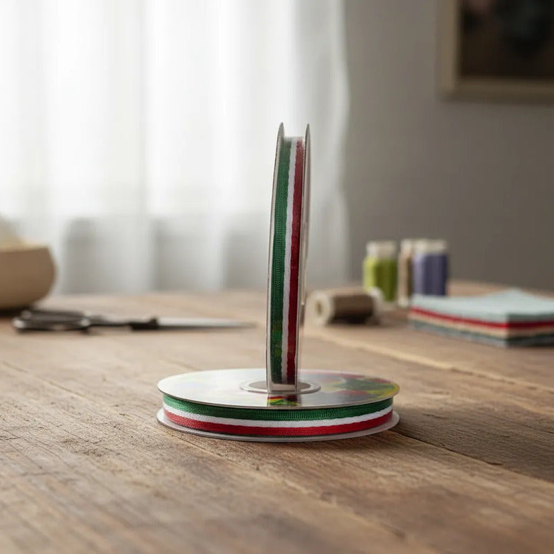 Listón Tricolor Patrio Satinado Varios Anchos (1 Rollo) Tricolor Ancho 1