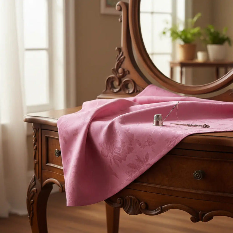 Tela Raso Jaquard, Vestidos (1metro) Rosa Relieve
