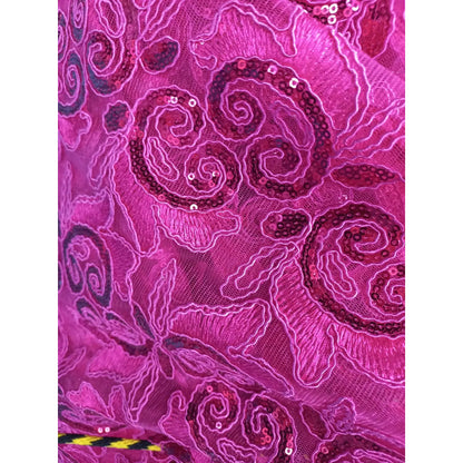 Tela Con Patrones Bordados Y Lentejuelas De Colores (1m)