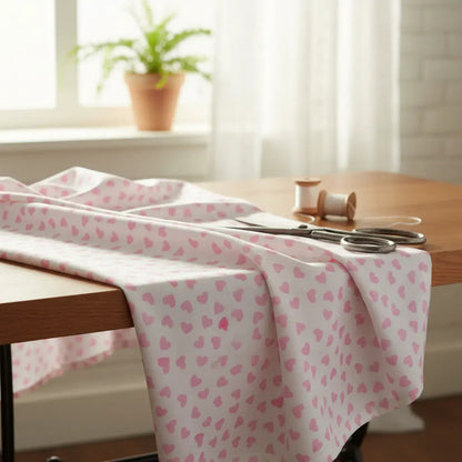 Tela Satinada Estampado De Corazón  14 De Febrero (5 Metros)