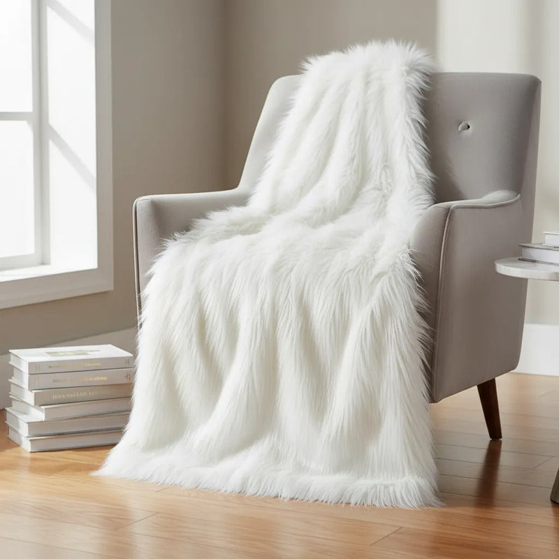Tela Peluche Pelo Largo Suave Premium ( 1 Metro) Blanco Peluche Largo