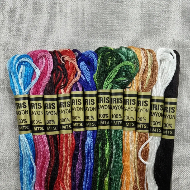 Hilo Iris Rayón Con 12 Madejas Matizadas Surtidas Multicolor