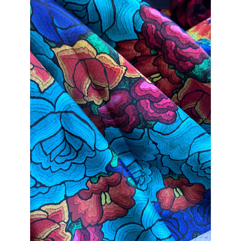 Tela Estampada Patrones Mexicanos, Bordados, Rosas (1 M)