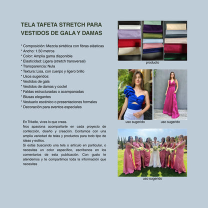 Tela Tafeta Stretch Para Vestidos De Gala Y Damas (1 Metro) Gris