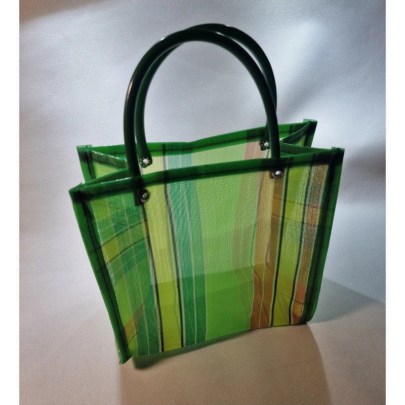 Bolsa Asa Plástico 17x19x8cm 10pzas, Colores Surtidos Multicolor Cuadros