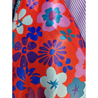 Tela Raso Estampado Flores Atlan ( 1 Metro) Rojo Raso Flores