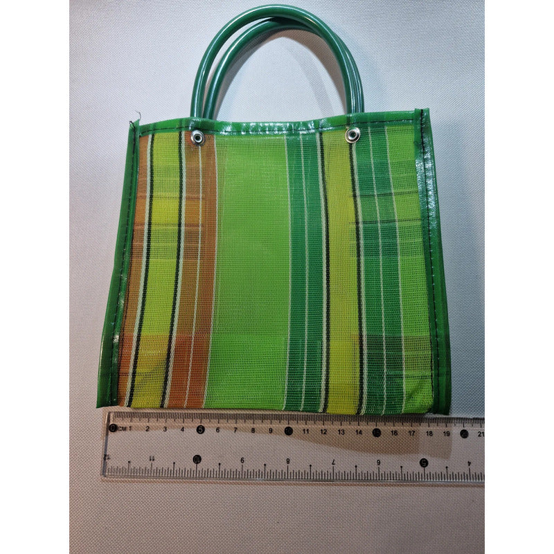 Bolsa Asa Plástico 17x19x8cm 10pzas, Colores Surtidos Multicolor Cuadros
