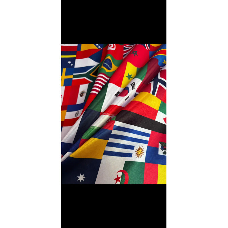 Tela Estampada Banderas Internacionales Soccer 1mt Multicolor Banderas