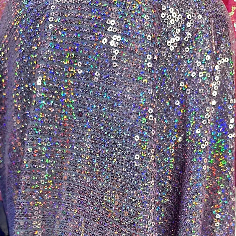 Tela Con Lentejuelas Varios Colores Vestidos De Gala (1 M) Lila Holográfico