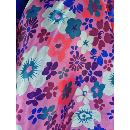 Tela Raso Estampado Flores Atlan ( 1 Metro) Lila Raso Flores