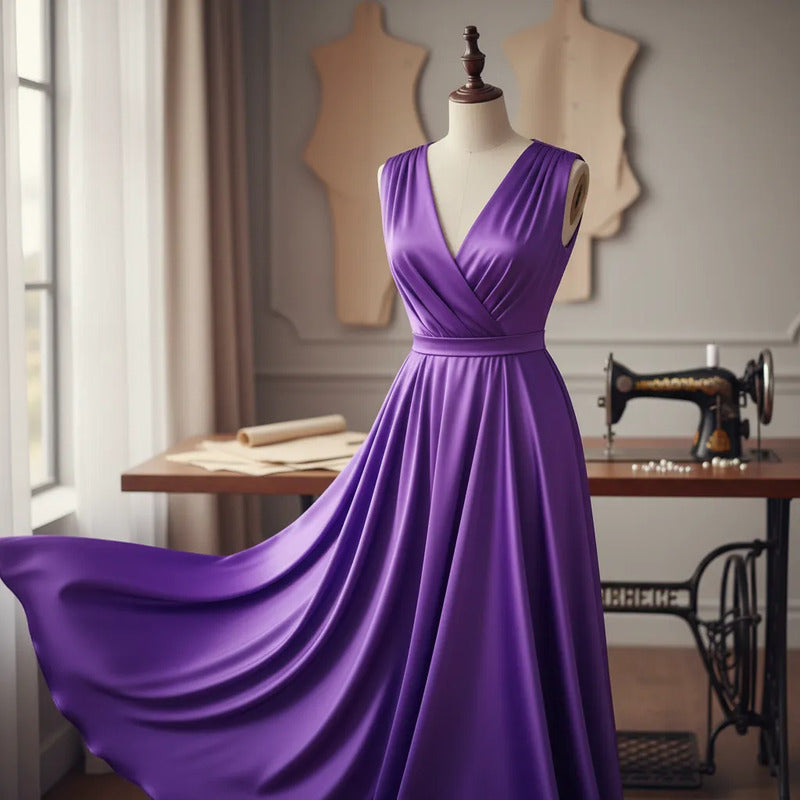 Tela  Satin Ba , Para Vestido Y Disfraz De Fiesta ( 1 Metro) Morado Liso