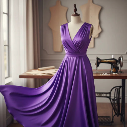 Tela  Satin Ba , Para Vestido Y Disfraz De Fiesta ( 1 Metro) Morado Liso