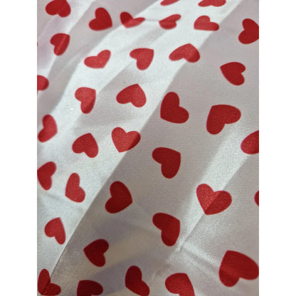 Tela Satín 14 De Febrero Corazones (1 Metro) Blanco Corazones Rojos