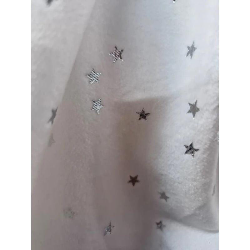 Tela Microtech Blanca Con Estrellas Plateadas (1 Metro) Blanco Estrellas