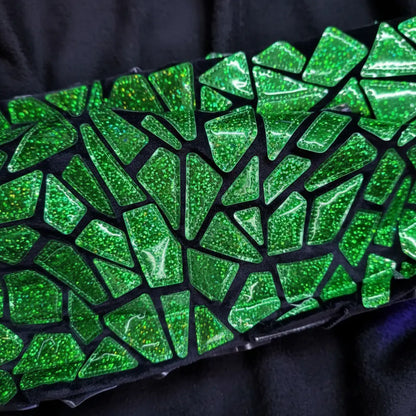 Tela Premium De Terciopelo Con Espejo Vestuario Circo (1m) Verde Holográfico