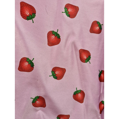Tela Raso De Novia Fresas Color Rosa ( 1metro) Rosa Pálido Raso Fresas
