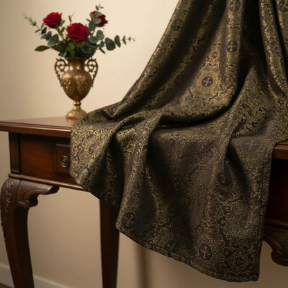 Tela Jacquard Litúrgica Para Iglesia Altar 2m Café Chocolate Litúrgica