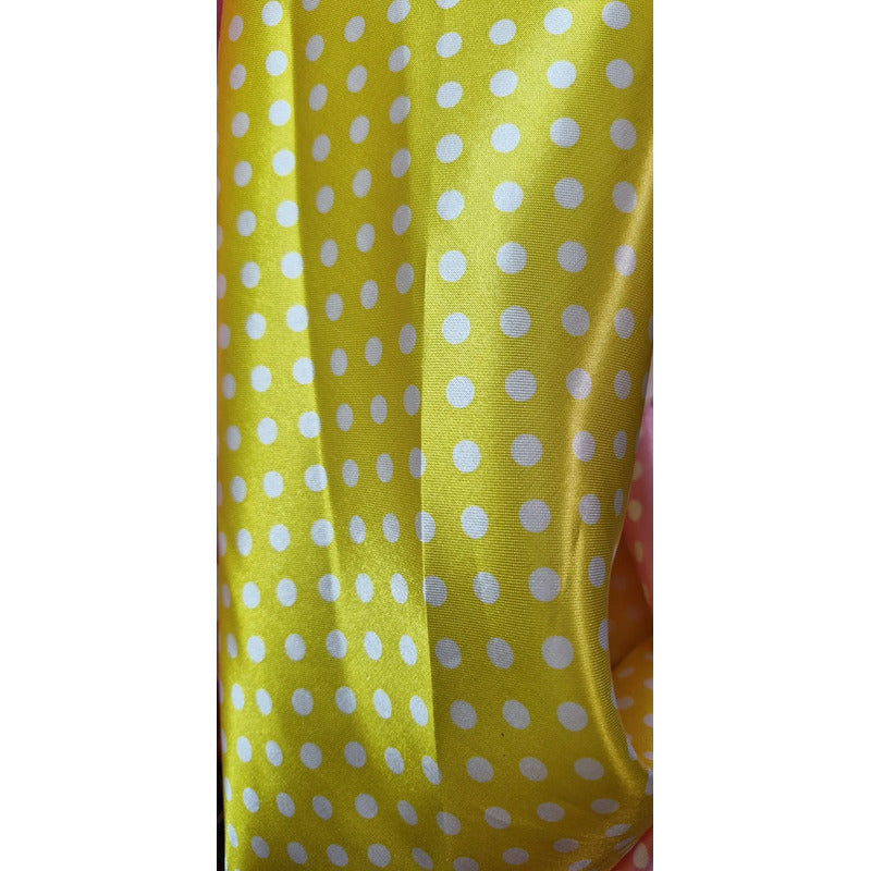 Tela Lunares Satinada Vestuarios Y Más ( 1 Metro) Amarillo Lunares Blancos Chicos