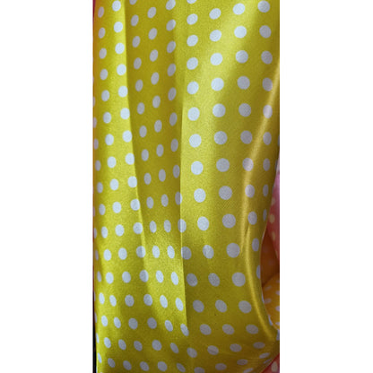 Tela Lunares Satinada Vestuarios Y Más ( 1 Metro) Amarillo Lunares Blancos Chicos
