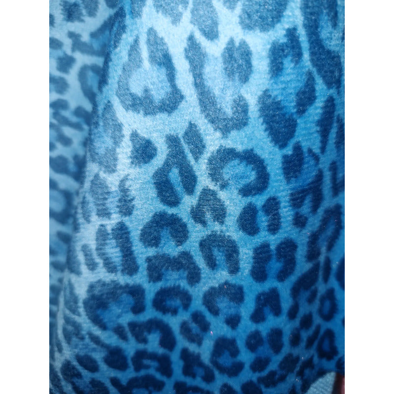 Tela  Afelpada Microtech De Leopardo (1metro) Azul Turquesa Microtech Leopardo