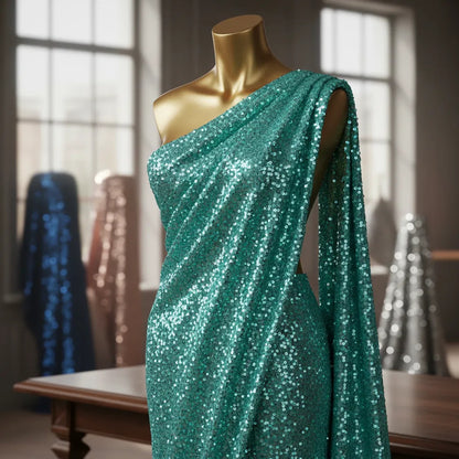 Tela Con Lentejuelas Varios Colores Vestidos De Gala (1 M) Turquesa Metálico