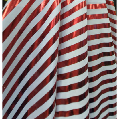 Tela Lycra Metálica Caramelo De 2cm Rayas ( 1 Metro) Blanco Con Rojo Lycra Metalica Caramelo