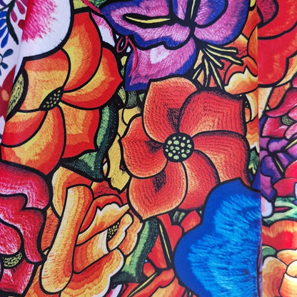 Tela Estampada Patrones Mexicanos, Bordados, Rosas (1 M)