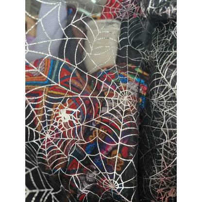 Tela Tul Con Glitter Para Disfraces Halloween (1 M) Negro Telaraña