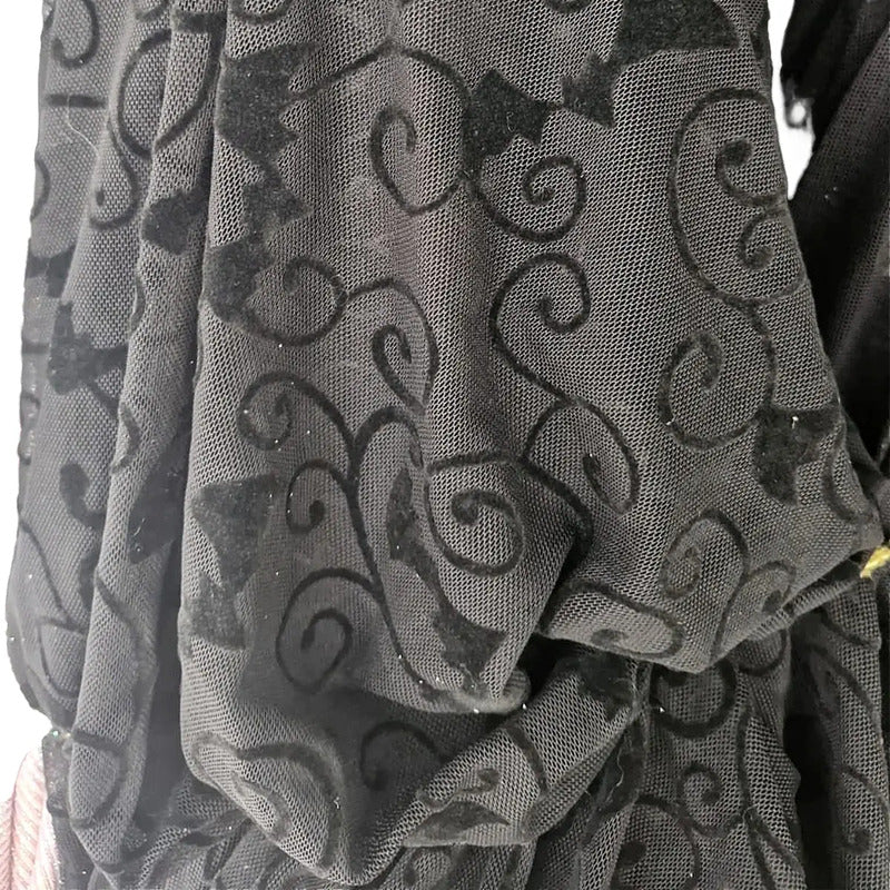 Tela Mesh Negro Disfraz Halloween, Día De Muertos (1 M) Negro Murcielagos