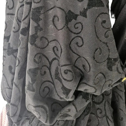 Tela Mesh Negro Disfraz Halloween, Día De Muertos (1 M) Negro Murcielagos