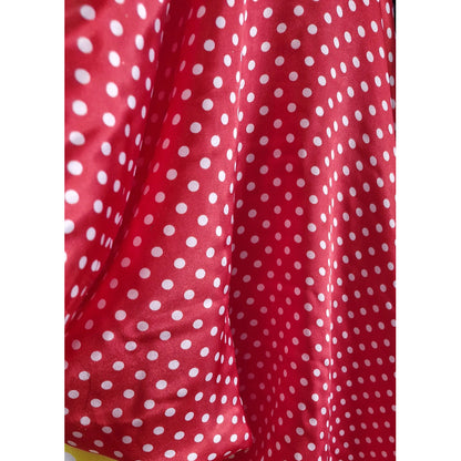 Tela Lunares Satinada Vestuarios Y Más ( 1 Metro) Rojo Lunares Blancos Chicos