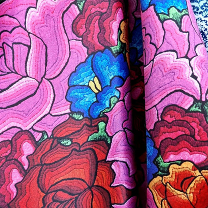 Tela Estampada Patrones Mexicanos, Bordados, Rosas (1 M)