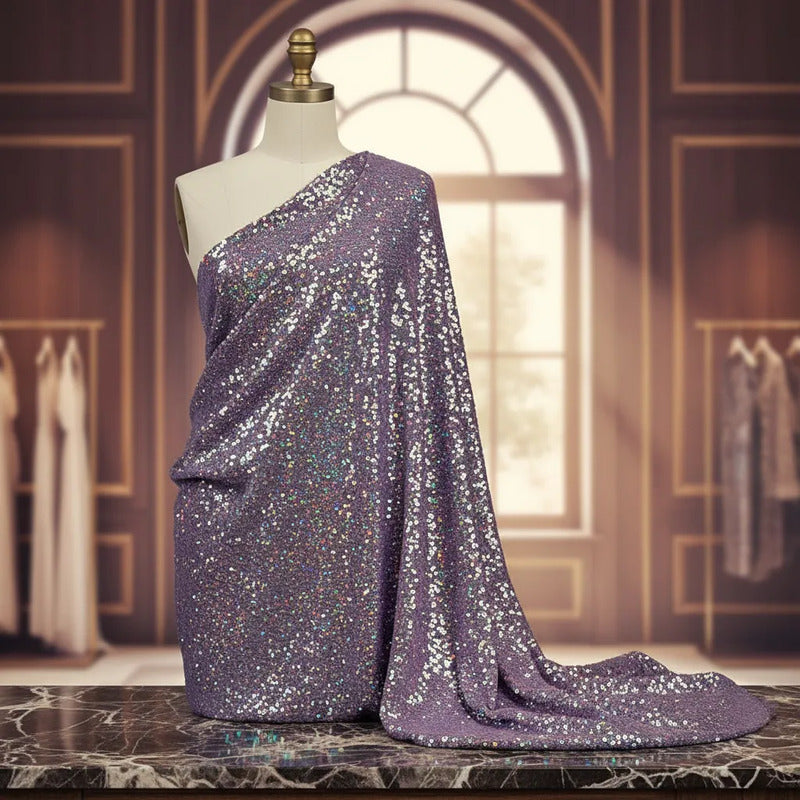 Tela Con Lentejuelas Varios Colores Vestidos De Gala (1 M) Lila Holográfico
