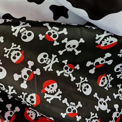 Tela Satin Estampado Disfraz Piratas Halloween (1 M) Negro Piratas