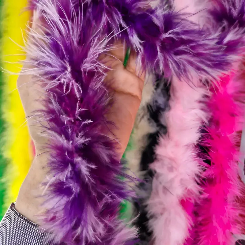 Boa Estola Marabu Trikelle - Plumas Artificiales Elegantes Violeta Jaspeado