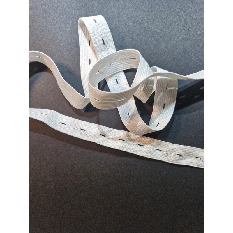 Elástico De Ojal Para Confección Ajustable 2cm -25 Mts Ojal Blanco