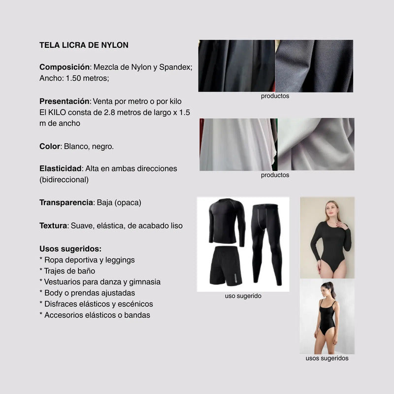 Tela Licra De Nylon (por Metro) Blanco Por Metro