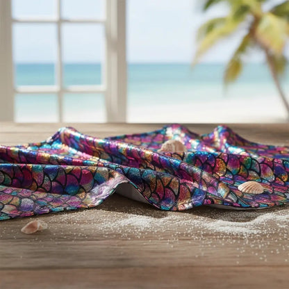 Tela De Lycra Holográfica Con Diseño De Escamas (1m)