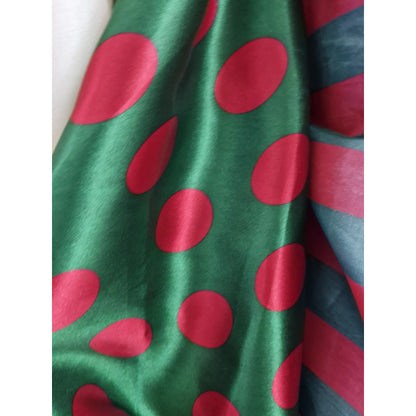 Tela Satinada Bolas Grandes Rojas ( 1metro) Verde Satin Bolas Grandes